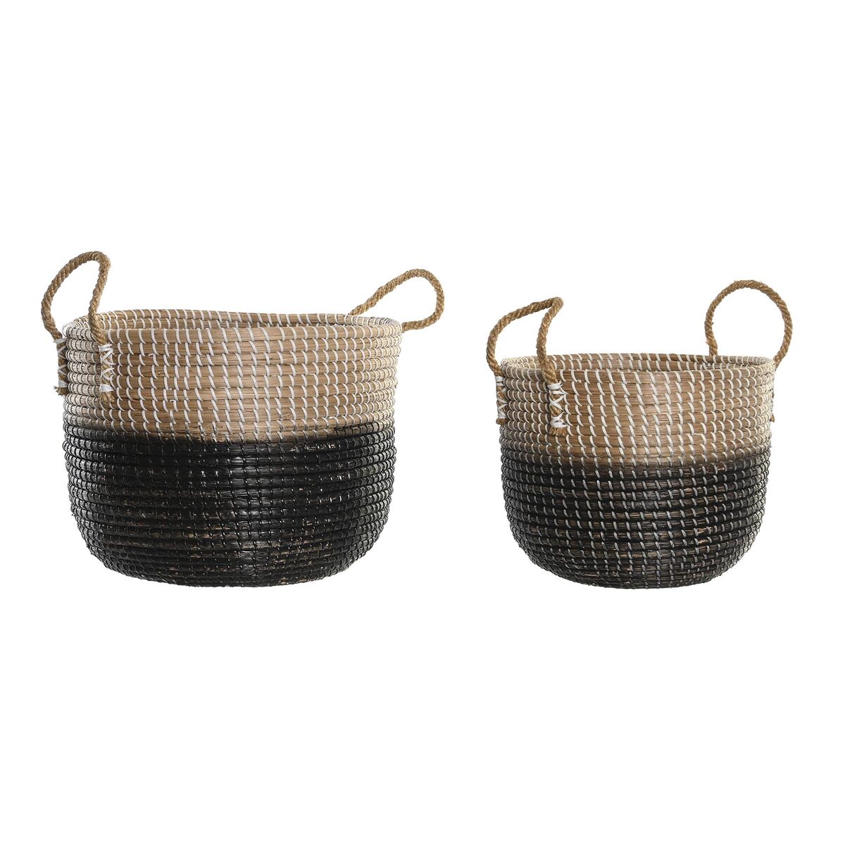 Basket set DKD Home Decor Natural Grey Seagrass (41 x 25 x 42 cm) (2 Pieces)