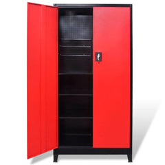 Työkalukaappi 2 Ovella Teräs 90X40X180 Cm Musta Ja Punainen