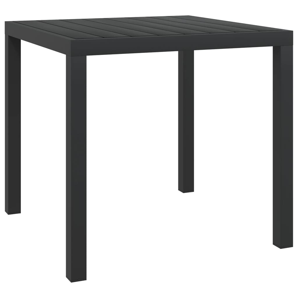 Garden table black 80x80x74 cm aluminum and WPC