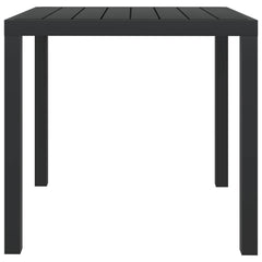 Garden table black 80x80x74 cm aluminum and WPC