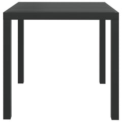 Garden table black 80x80x74 cm aluminum and WPC