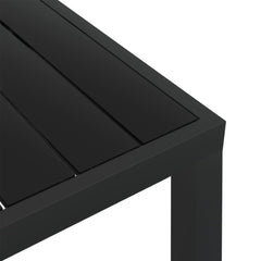 Garden table black 80x80x74 cm aluminum and WPC