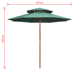 2-kerroksinen Aurinkovarjo 270x270 cm Puutanko Vihreä