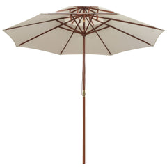 2-kerroksinen Aurinkovarjo 270x270 cm Puutanko Kermanvalkoinen