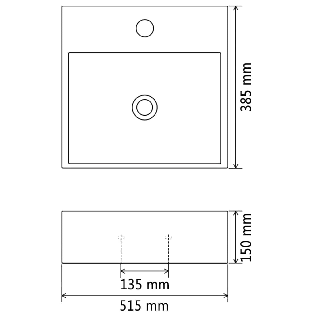 Keraaminen Pesuallas Hanareiällä 51,5X38,5X15 Cm Musta