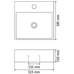 Keraaminen Pesuallas Hanareiällä 51,5X38,5X15 Cm Musta