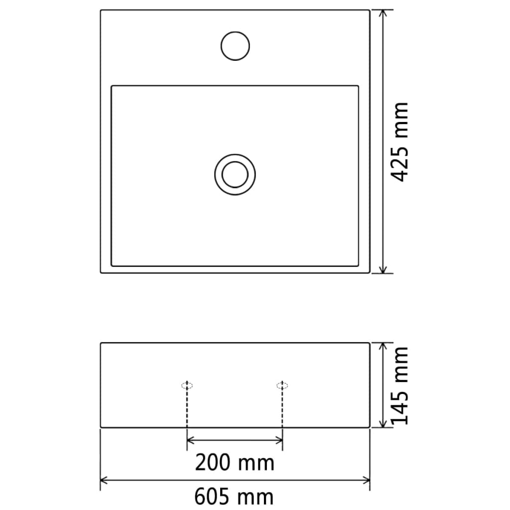 Keraaminen Pesuallas Hanareiällä 60,5X42,5X14,5 Cm Musta