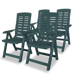 Reclining garden chairs 4 pcs plastic green