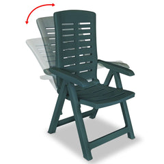 Reclining garden chairs 4 pcs plastic green