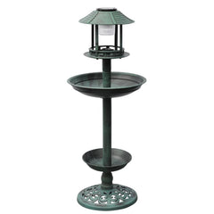 Birdbath/feeder with solar power light