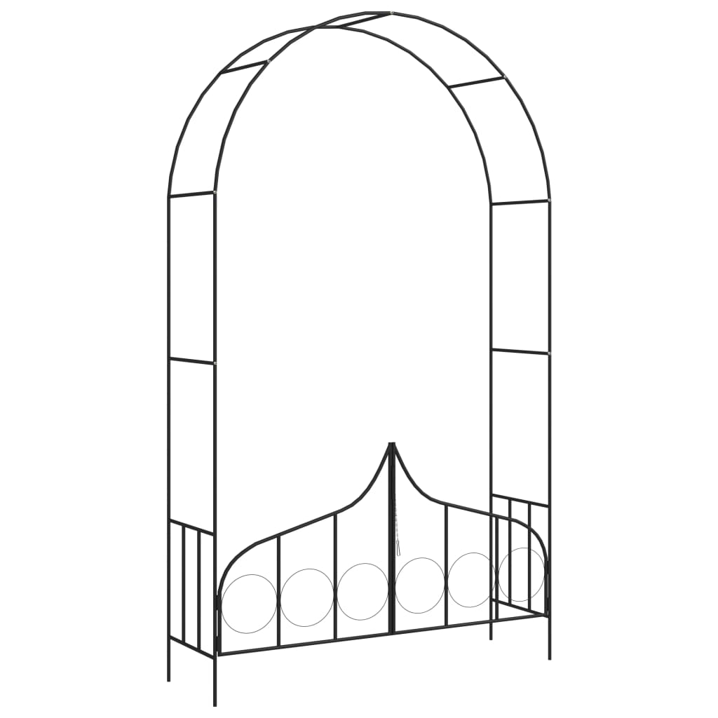 Garden arch with gate black 138x40x238 cm iron