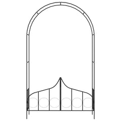 Garden arch with gate black 138x40x238 cm iron