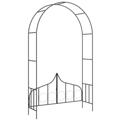 Garden arch with gate black 138x40x238 cm iron