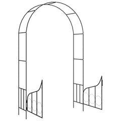 Garden arch with gate black 138x40x238 cm iron