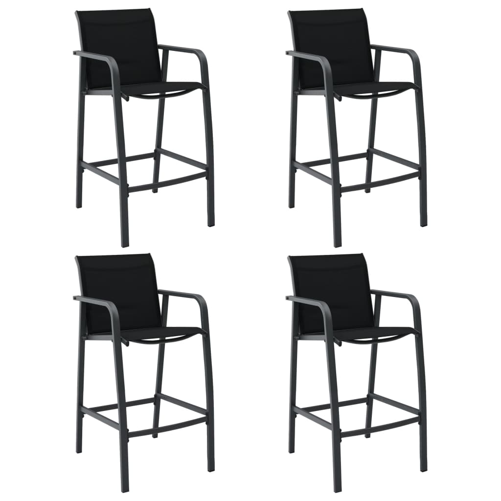 Garden bar stools 4 pcs black textilene