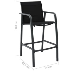 Garden bar stools 4 pcs black textilene