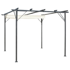 Pergola sisäänvedettävällä katolla kermanvalkoinen 3x3 m teräs