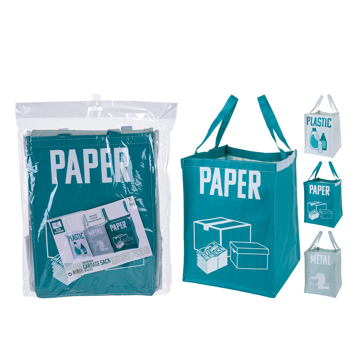 Roskapussit Paper-Plastic-Metal 3 yksikön pakkaus
