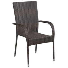 Stackable outdoor chairs 6 pcs poly rattan brown