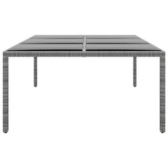 Garden table 200x150x75 cm tempered glass/poly rattan gray