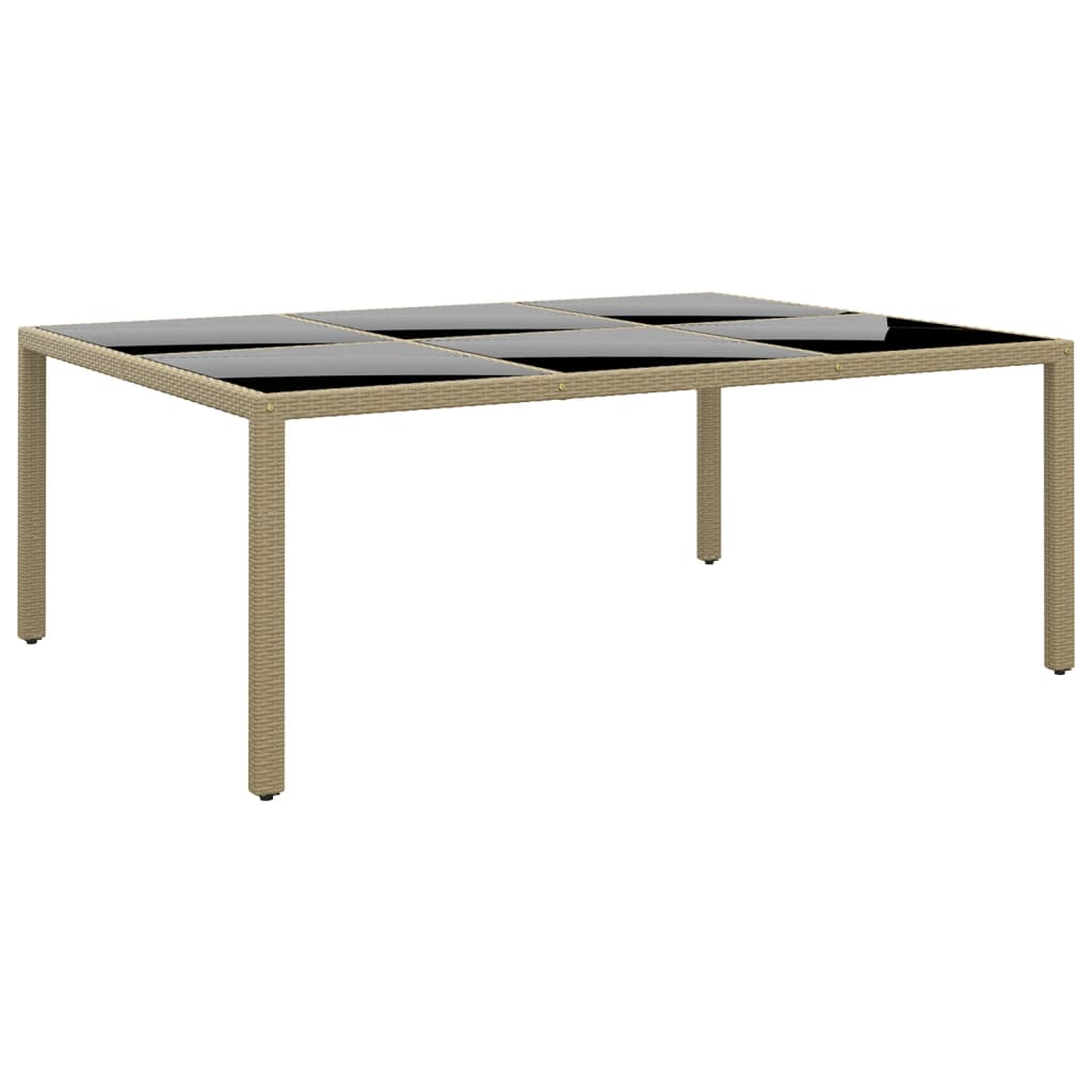 Puutarhapöytä 200x150x75 cm karkaistu lasi/polyrottinki beige