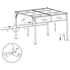 Pergola retractable roof 3x3 m brownish gray 180 g/m²