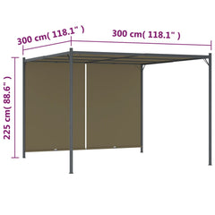 Pergola retractable roof 3x3 m brownish gray 180 g/m²