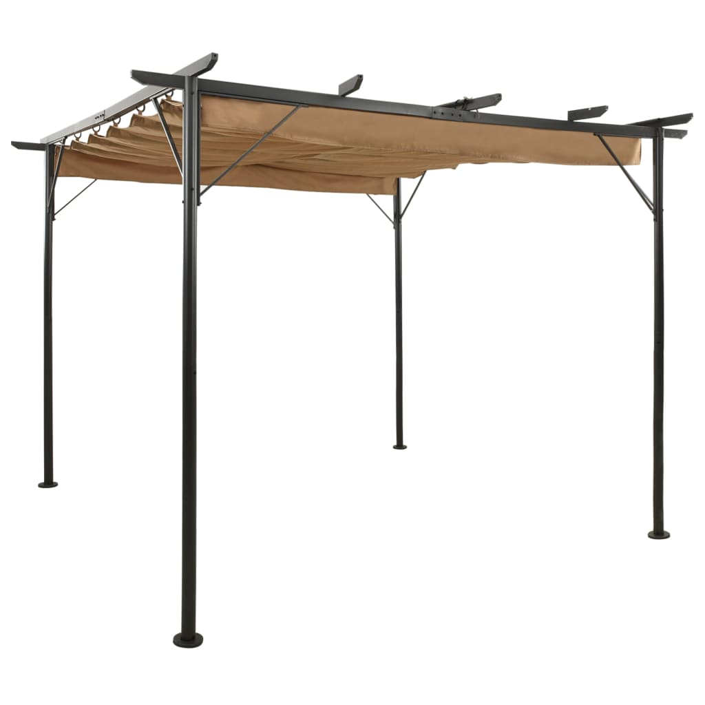 Pergola retractable roof Taupe 3x3 m steel 180 g/m²