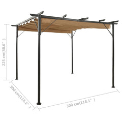 Pergola retractable roof Taupe 3x3 m steel 180 g/m²