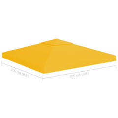 2-kerroksinen huvimajan katto 310 g/m² 3x3 m keltainen