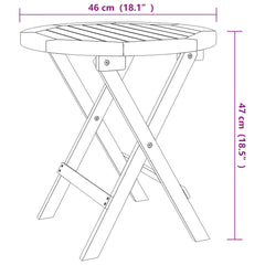 Taitettava puutarhapöytä valkoinen Ø 46 cm täysi akasiapuu