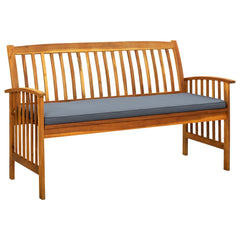 Garden bench with cushion 147 cm solid acacia wood