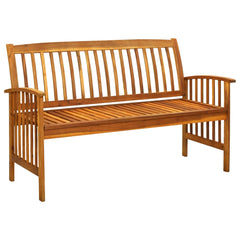 Garden bench with cushion 147 cm solid acacia wood