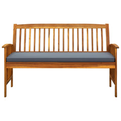 Garden bench with cushion 147 cm solid acacia wood