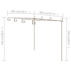 Puutarhan pergola antiikkiruskea 4x3x2,5 m rauta