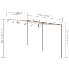 Puutarhan pergola antiikkiruskea 6x3x2,5 m rauta