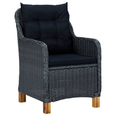 Garden chairs with cushions 2 poly rattan dark gray