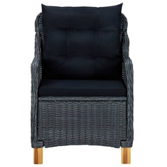 Garden chairs with cushions 2 poly rattan dark gray