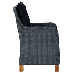 Garden chairs with cushions 2 poly rattan dark gray