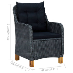 Garden chairs with cushions 2 poly rattan dark gray