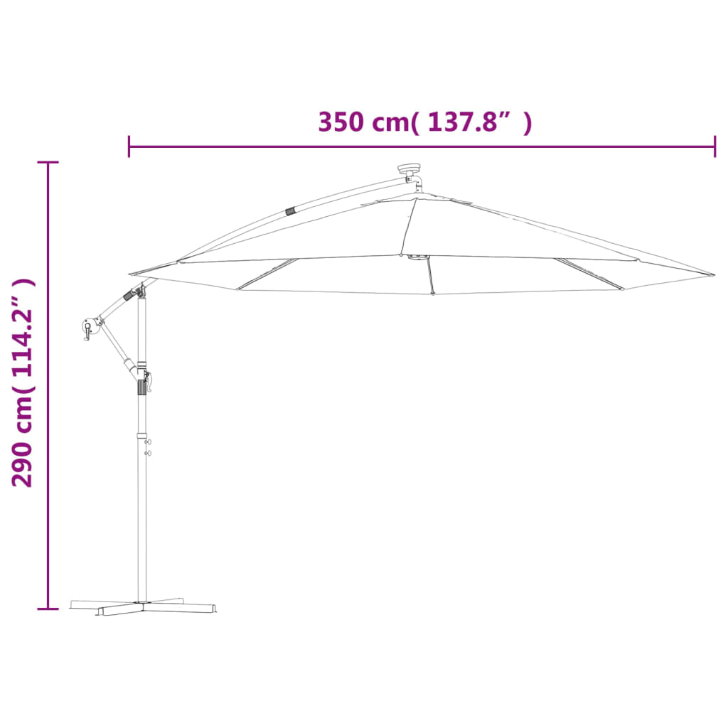 Aurinkovarjo Led-Valoilla