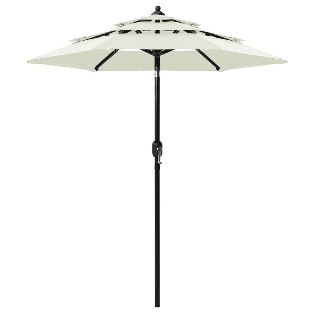 3-tasoinen aurinkovarjo alumiinitanko hiekka 2 m