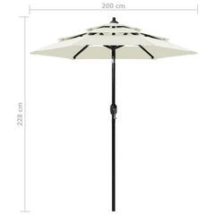 3-tasoinen aurinkovarjo alumiinitanko hiekka 2 m