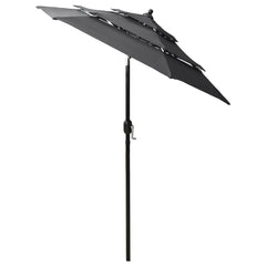 3-tasoinen aurinkovarjo alumiinitanko antrasiitti 2 m