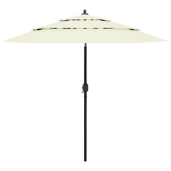 3-tasoinen aurinkovarjo alumiinitanko hiekka 2,5 m