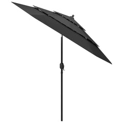 3-tasoinen aurinkovarjo alumiinitanko antrasiitti 2,5 m