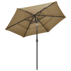 3-tasoinen aurinkovarjo alumiinitanko harmaanruskea 2,5 m