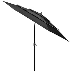 3-tasoinen aurinkovarjo alumiinitanko antrasiitti 3 m