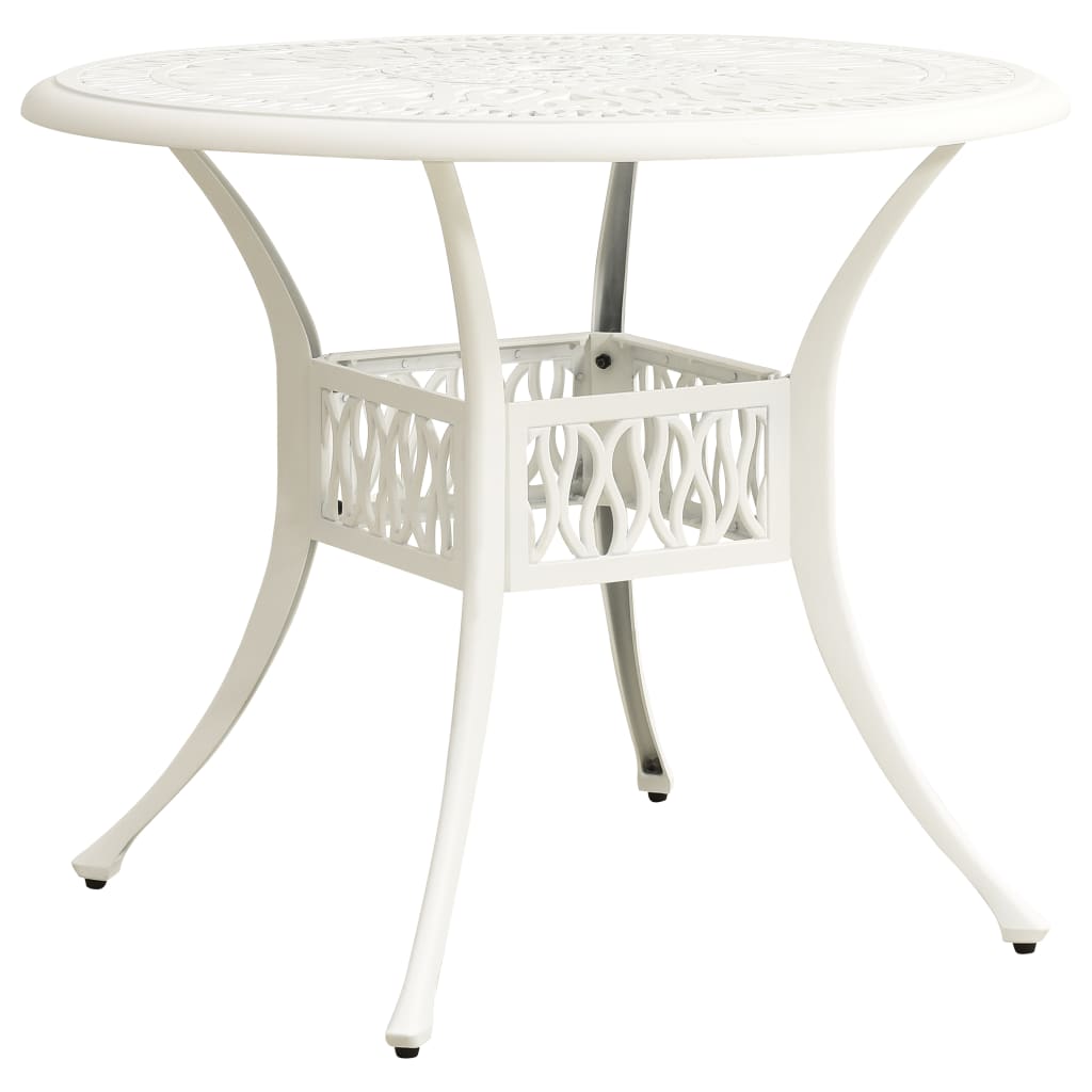 Garden table white 90x90x74 cm cast aluminium