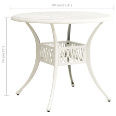 Garden table white 90x90x74 cm cast aluminium